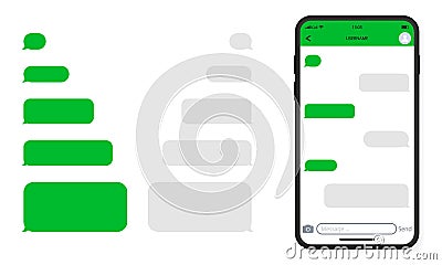 Template of Messenger Chat in Mobile Phone. Mockup of Smartphone and Empty Talk Speech Bubble Icon. Interface of Mobile Vector Illustration