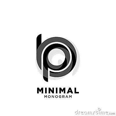Minimal initial letter bp pb simple vector design isolated background Vector Illustration