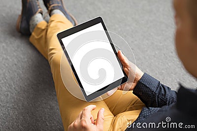 Template and mockup for tablet app design, vertical screen orientation Stock Photo