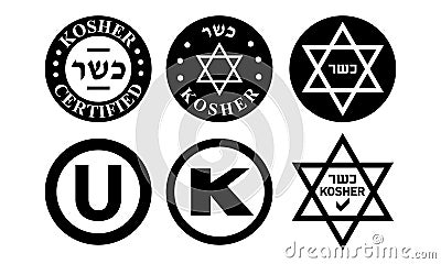 Kosher food appoved icon set Vector Illustration
