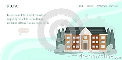 A template for an online store website or a website about education, construction, design. Educational site, home buyer seminar. Vector Illustration