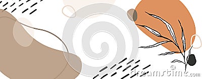 Template with orange and grey-brown random spots and branches Stock Photo