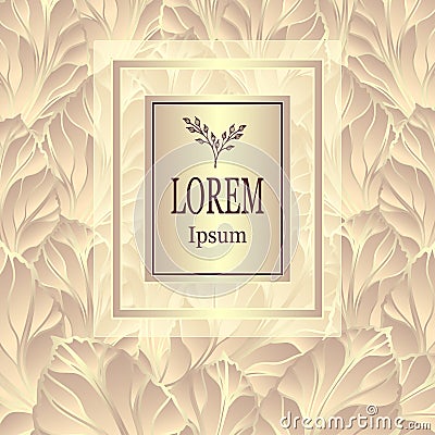 Template for package from Luxury background made by foil leaves in gold beige Vector Illustration