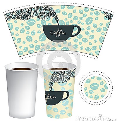 Template paper cup for hot drink with coffee cup Vector Illustration