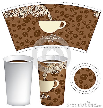 Template paper cup for hot drink with coffee cup Vector Illustration