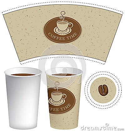 Template paper cup for hot drink with coffee cup Vector Illustration