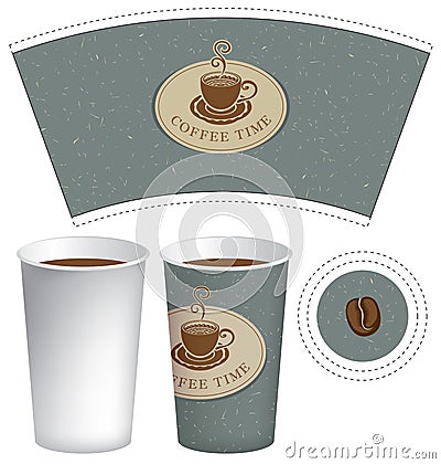 Template paper cup for hot drink with coffee cup Vector Illustration