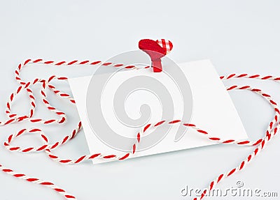 Template with place for text, red heart and ribbon Stock Photo