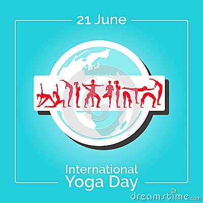 Template of poster for International Yoga Day. Vector Illustration
