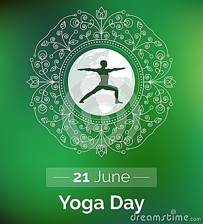 Template of poster for International Yoga Day. Vector Illustration