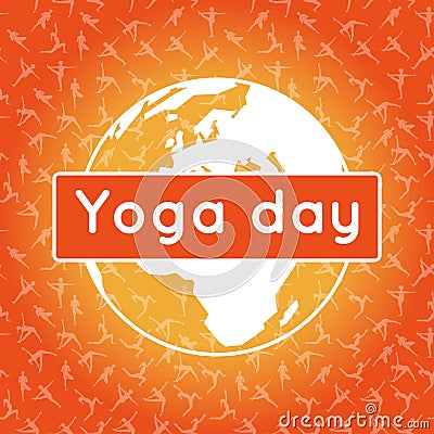 Template of poster for International Yoga Day. Vector Illustration