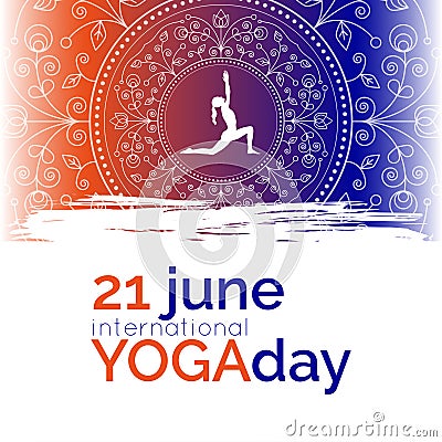 Template of poster for International Yoga Day. Vector Illustration