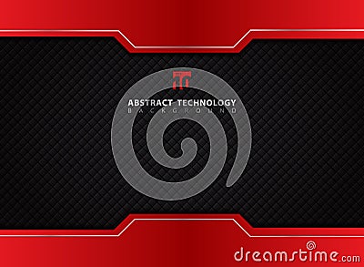 Template red and black contrast abstract technology background. Vector Illustration