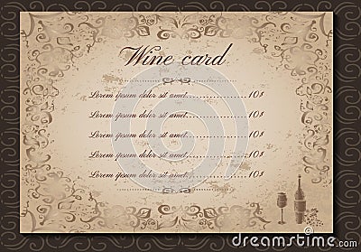 Template of restaurant menu, design of vintage wine card Vector Illustration