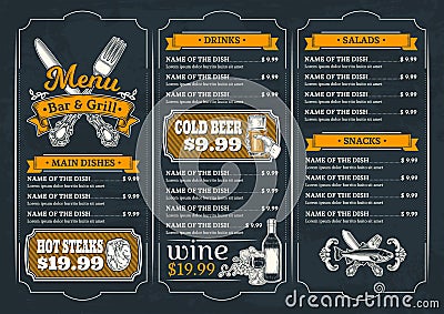 Template for the restaurant menu Vector Illustration