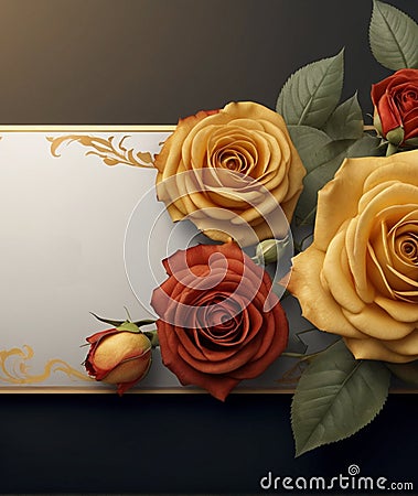 Template with rose on paper. AI Stock Photo