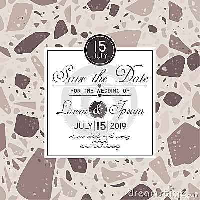 Template for card, poster, banner for social media or blog posts with terrazzo pattern Vector Illustration