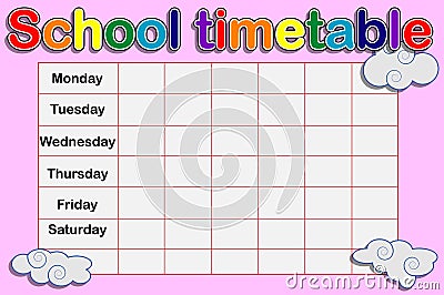 Template school timetable for students Stock Photo