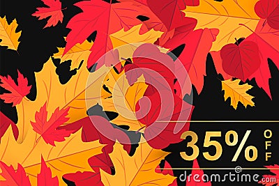 Template Season sale banner with fall autumn leaf Vector Illustration