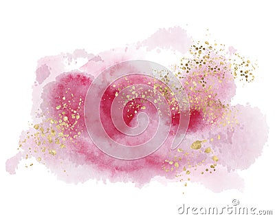 Watercolor abstract splash Color painting texture. Pink background Vector Illustration