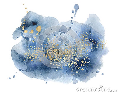 Watercolor abstract splash Color painting texture. Blue background Vector Illustration