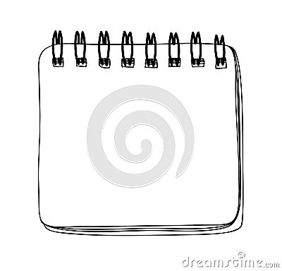 Template spiral notebook hand drawn line art vector illustration Cartoon Illustration