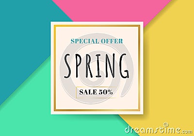 Template spring sale beautiful colorful background. Special offer. You can use for Wallpaper. flyers, invitation, posters, Vector Illustration