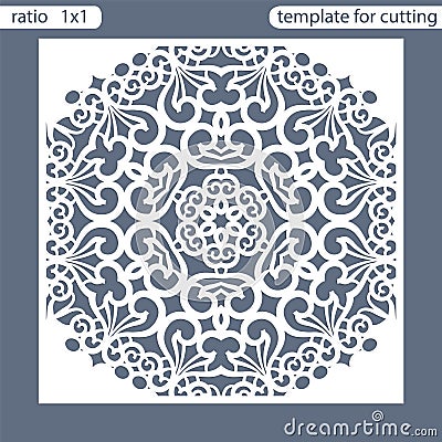 Template square greeting cards laser cut. Suitable for wedding invitations. Template greeting card for cutting plotter. Abstract r Vector Illustration