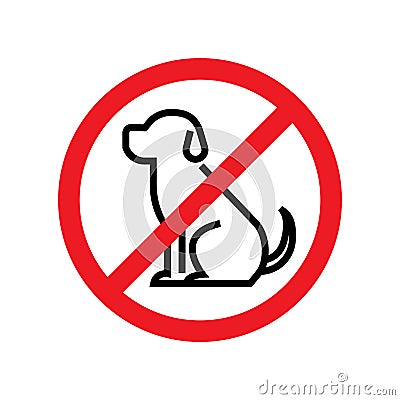 No dogs allowed. Dog prohibition sign Vector Illustration