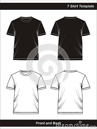 T shirt Template black white blank, vector image Vector Illustration