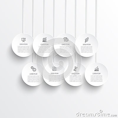 Template Timeline Infographic technology horizontal numbered for 8 position can be used for workflow, banner, diagram, web design Vector Illustration