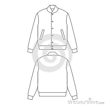 Template varsity jacket vector illustration flat design outline clothing collection Vector Illustration