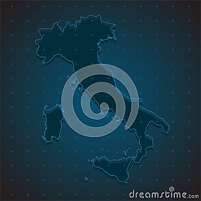 Template vector map outline Italy on radar Vector Illustration