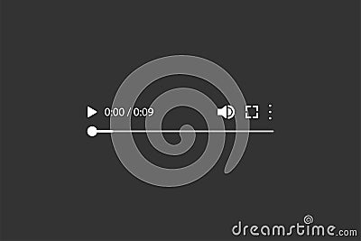 Template video player white color on black background Vector Illustration