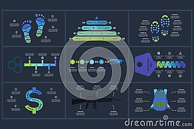 Set creative concept for infographic with 4, 5, 6. 8, steps, parts or processes. Template for web on a background. Vector Illustration