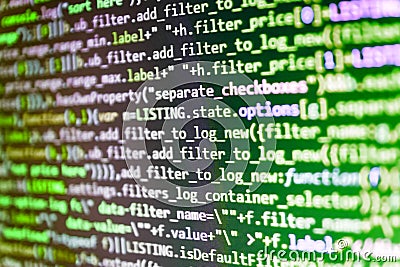 Template of website, selective focus. cloud information flow. Web site codes on computer monitor Programmer working on computer Stock Photo
