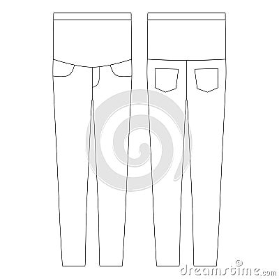 Template women maternity stretch jeans vector illustration flat design outline clothing Vector Illustration