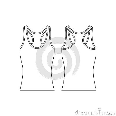 Template women tank top vector object flat design outline template clothing Vector Illustration