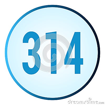 Number 314 symbol or logo with round frame in blue gradient color Vector Illustration