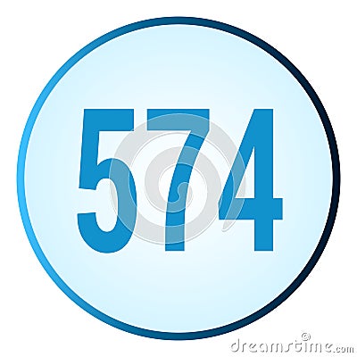 Number 574 symbol or logo with round frame in blue gradient color Stock Photo