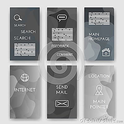 Templates. Design Set of Web, Mail, Brochures. internet and Infographic Concept. Modern flat and line icons. web app Vector Illustration