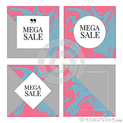 templates Frame square fluide art Gold Fashion Cartoon Illustration