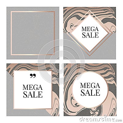 Templates Frame square fluide art Gold Fashion Stock Photo