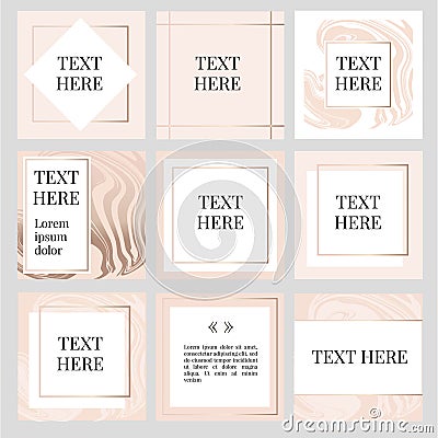 Templates Frame square fluide art instagram Gold Fashion Stock Photo