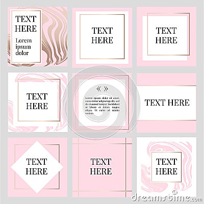 Templates Frame square fluide art instagram Gold Fashion Stock Photo