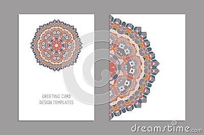 Templates for greeting and business cards, brochures, covers with floral motifs. Oriental pattern. Mandala. Vector Illustration