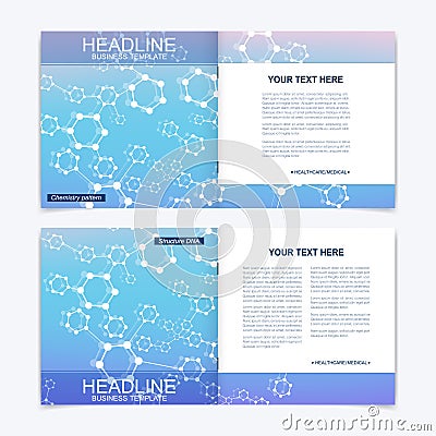 Templates for square brochure. Leaflet cover presentation. Vector Illustration