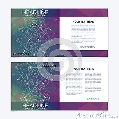 Templates for square brochure. Leaflet cover presentation. Vector Illustration