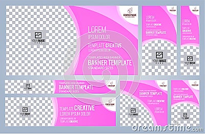 Set of Pink and Black Web banners templates, Vector Illustration