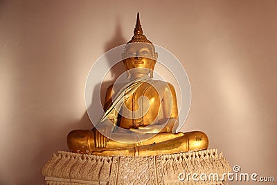 Simple. Golden Buddhas With Smiling Face Stock Photo